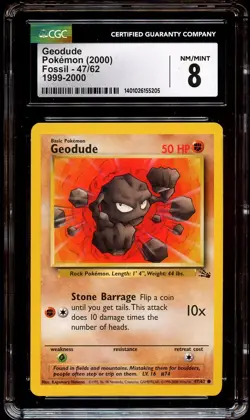 CGC 8 NM-MINT Geodude 47/62 1999-2000 (RED LOGO) Pokemon Card 205 - Image 2