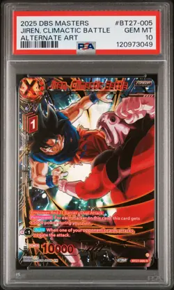2025 DRAGON BALL SUPER CARD ALTERNATE ARTJIREN CLIMACTIC BATTLE PSA 10 - Image 1