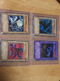 1996 Yugioh 4 Card Lot! Stone Dragon, Meteor Dragon, Pragtical, Moon Envoy !!! - Image 1