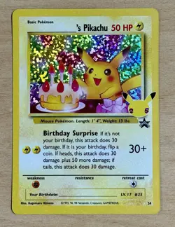 Happy Birthday Pikachu Holo 24 Celebrations Birthday Pokemon Card NM - Image 1