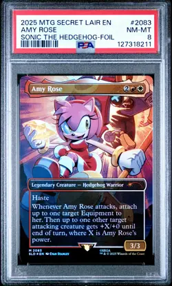 2025 MTG SECRET LAIR DROP SONIC: FRIENDS & FOES-FOIL #2083 AMY ROSE PSA 8 - Image 1