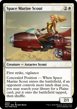 SPACE MARINE SCOUT : MTG altered-art magic card : with Sexy Space Wench! - Image 1