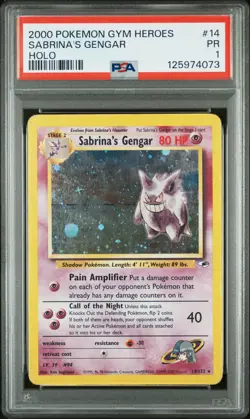 2000 POKEMON GYM HEROES HOLO #14 SABRINA'S GENGAR PSA 1 - Image 1