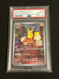 Detective Pikachu 2023 Pokemon PSA 10 Pre-Order Promo T-Chinese 050/SV-P - Image 1