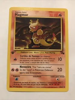 1st Edition Fossil Magmar 39/64 - Portuguese Pokemon Card - Image 1
