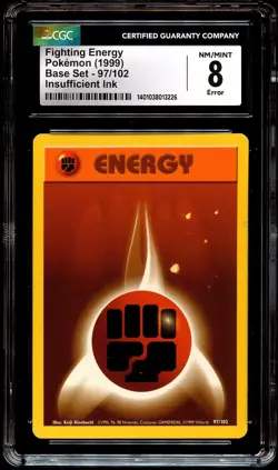 CGC 8 NM-MT Fighting Energy 97/102 ERROR "Insufficient Ink" Pokemon Card 226 - Image 2