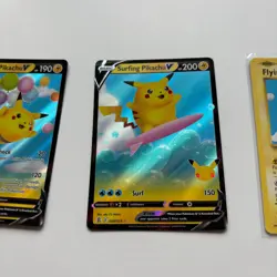 Pikachu Pokemon Cards Lot of 3 Flying and Surfing Pikachu - Image 3