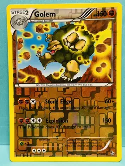 Pokemon TCG Golem XY Flashfire 47/106 Reverse Holo Rare Card Played - Image 1