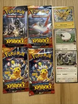 Pokemon Surging Sparks Sealed Pack Lot Of 4 Packs Plus Promo Cards New - Image 1