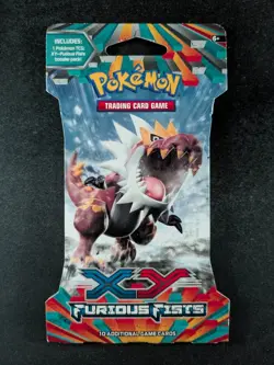 2014 Pokemon XY FURIOUS FISTS (TYRANTRUM) Blister Pack (10 Cards) Factory Sealed - Image 1