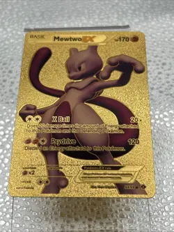 Pokemon Mewtwo EX HP 170 Gold Foil Fan Art Card 98/99 - Image 1