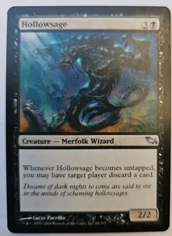 MTG Magic The Gathering Card Hollowsage Creature Merfolk Wizard Black Shadowmoor - Image 1