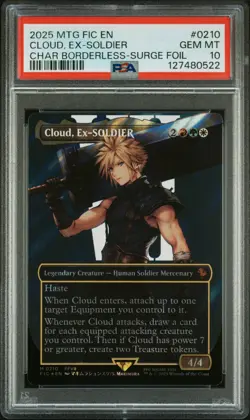 PSA 10 Magic the Gathering Cloud, Ex-SOLDIER Borderless Surge Foil Final Fantasy - Image 1