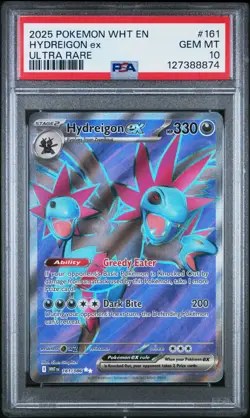 2025 Pokemon WHT EN Hydreigon ex 161/086 Ultra Rare PSA 10 - Image 1