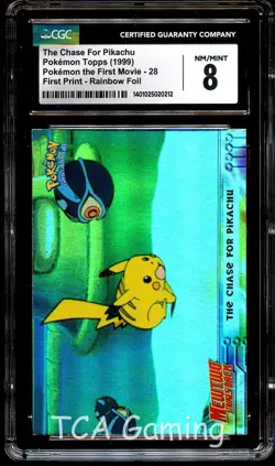 CGC 8 NM-MINT The Chase For Pikachu 28 RAINBOW FOIL First Print BLUE Card 212 - Image 1