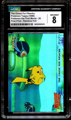 CGC 8 NM-MINT The Chase For Pikachu 28 RAINBOW FOIL First Print BLUE Card 212 - Image 2