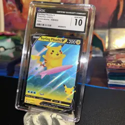 ✨Pokemon Surfing Pikachu V 008/025 Celebrations CGC GEM MINT 10✨ - Image 2