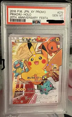 Pikachu 279/XY-P Pokemon Japanese 20th Anniversary Festa Promo Full Art PSA 10 - Image 1