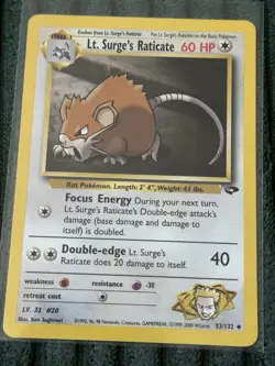 Pokemon Gym Challenge Lt. Surge's Raticate 53/132 - Image 1