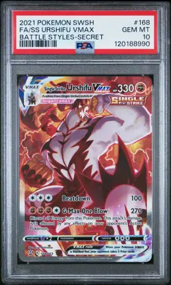 2021 POKEMON SWSH BATTLE STYLES 168/163 SINGLE STRIKE URSHIFU VMAX PSA 10 - Image 1