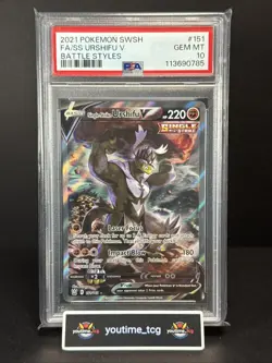 2021 Pokemon S&S Battle Styles Fa Single Strike Urshifu V #151 PSA 10 - Image 1