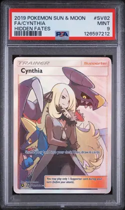 Cynthia Trainer SV82/SV94 Pokemon Hidden Fates Holo Rare PSA 9 - Image 1