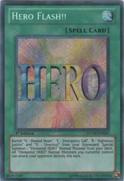 Yugioh! LP Hero Flash!! - RYMP-EN027 - Secret Rare - 1st Edition Lightly Played, - Image 1