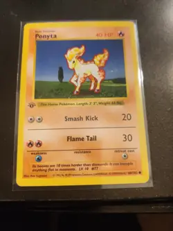 Ponyta - 1ST EDITION - SHADOWLESS - 1999 BASE SET card # 60/102 - MP - Image 2