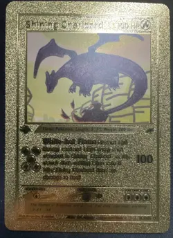 Shining Charizard Gold Foil Fan Art Vinyl Textured Collector Pokemon Card - Image 1