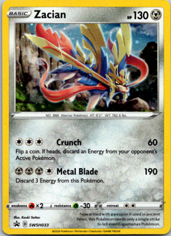 Zacian SWSH033 Black Star Promo Holo Pokemon TCG Card Near Mint - Image 1