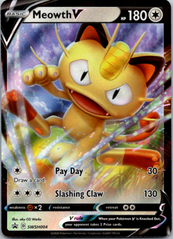 Meowth V - SWSH004 - Pokemon Sword & Shield Promo Ultra Rare Holo Card NM - Image 1