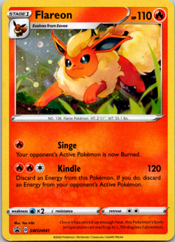 Flareon - SWSH041 - Pokemon Card Promo Sword & Shield Ultra Rare Holo Card NM - Image 1