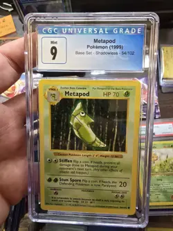 CGC 9 MINT Metapod 54/102 SHADOWLESS Base Set Pokemon Card 065 - Image 1