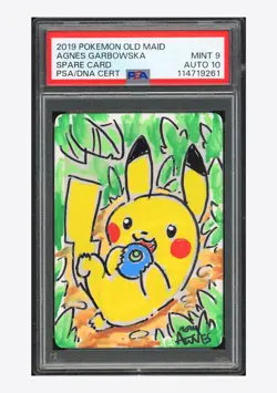 Pokemon PSA 9 AUTO 10 Spare Card Agnes Garbowska 2019 Old Maid Japanese - Image 1