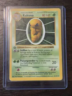 Vintage Kakuna 33/102 1st First Edition Shadowless Base Set Pokemon Card WOTC - Image 1