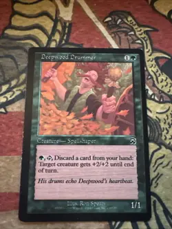Mtg Magic Masques Deepwood Drummer Dark Print Registration Error Misprint Card - Image 1