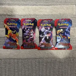 Pokemon Scarlet & Violet Destined Rivals Sleeved Booster Pack Set Of 4 Art Lot - Image 1