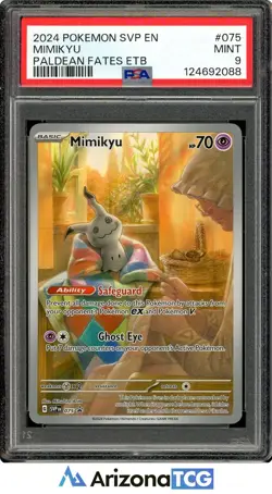 Pokemon 2024 Mimikyu 075 Promo Paldean Fates Elite Trainer Box PSA 9 - Image 1