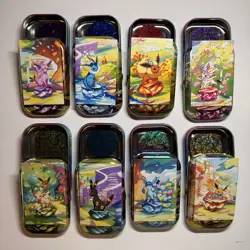 Pokemon Prismatic Evolutions Opened Mini Tins Empty No Packs Full Set Of 8 - Image 1