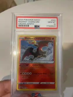 2023 POKEMON SWORD & SHIELD CROWN ZENITH #020 RADIANT CHARIZARD PSA 10 - Image 1