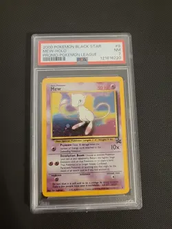 2000 POKEMON PROMO BLACK STAR POKEMON LEAGUE #9 MEW-HOLO SWIRL PSA 7 - Image 1
