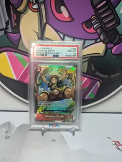 One Piece Card Monkey D Luffy OP06-013 R Alt Art Wings of the Captain PSA 10 - Image 1