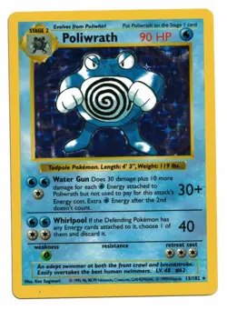 Pokemon Card: Poliwrath HOLO 13/102 SHADOWLESS Base Set Vintage Rare! EXC - Image 1