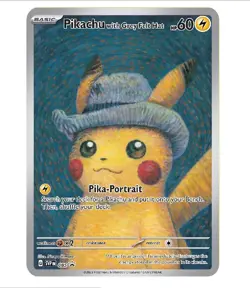 Pokemon Van Gogh Pikachu with Grey Felt Hat GOLD Metal Card Custom For Display - Image 2