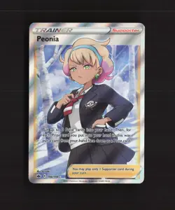 Peonia 196/198 Chilling Reign Ultra Rare Full Art Holo Pokemon Card NM - Image 1