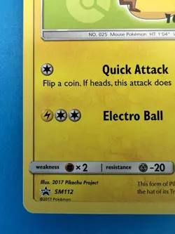 2017 Pokemon Ash's Pikachu TCG Black Star Promo Card SM112 NM - Image 4