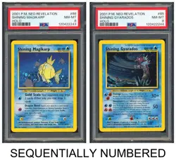 Pokemon PSA 8*2 Shining Magikarp & Shining Gyarados Holo 2001 Neo Revelation ENG - Image 1