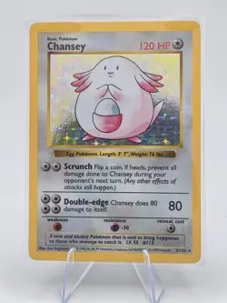 1999 Pokemon WOTC Chansey 3/102 Base Set (Shadowless) Holo LP - Image 1
