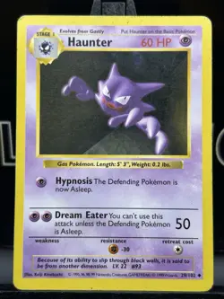 Pokemon TCG Haunter Base Set 29/102 Regular Shadowless Uncommon MP - Image 3