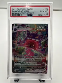 Pokemon 2021 Gengar VMAX 271/264 Alt Art Fusion Strike GEM MINT PSA 10 - Image 1